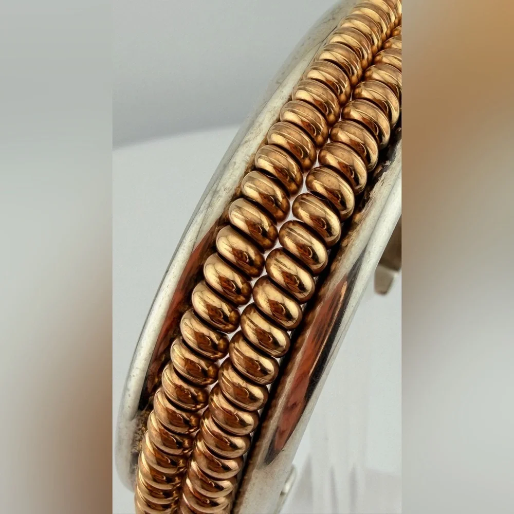 Navajo sterling Tahe cuff with 12k gold fill